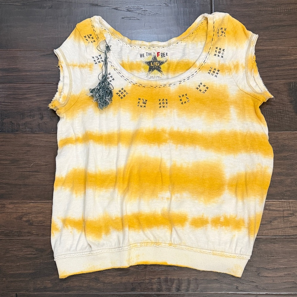 We The Free Striped Ombre Tee Top with Back Tie Accent - Size L